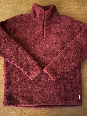 Eddie Bauer Red Fleece Fuzzy Pullover - 1/4 Zip Size Large